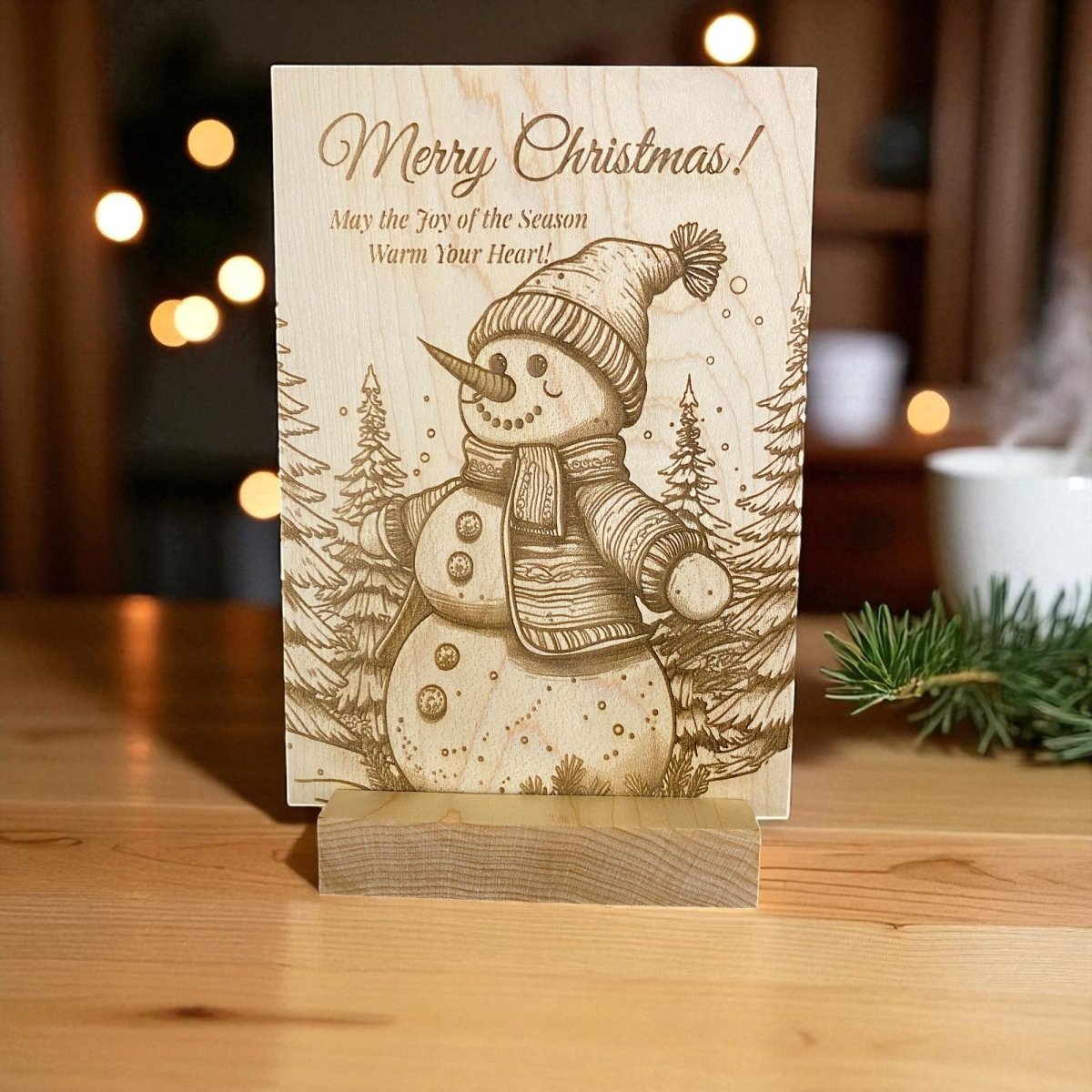 Merry Christmas — Heirloom Wood Keepsake Card (Snowman) - The Honeysuckle Porch