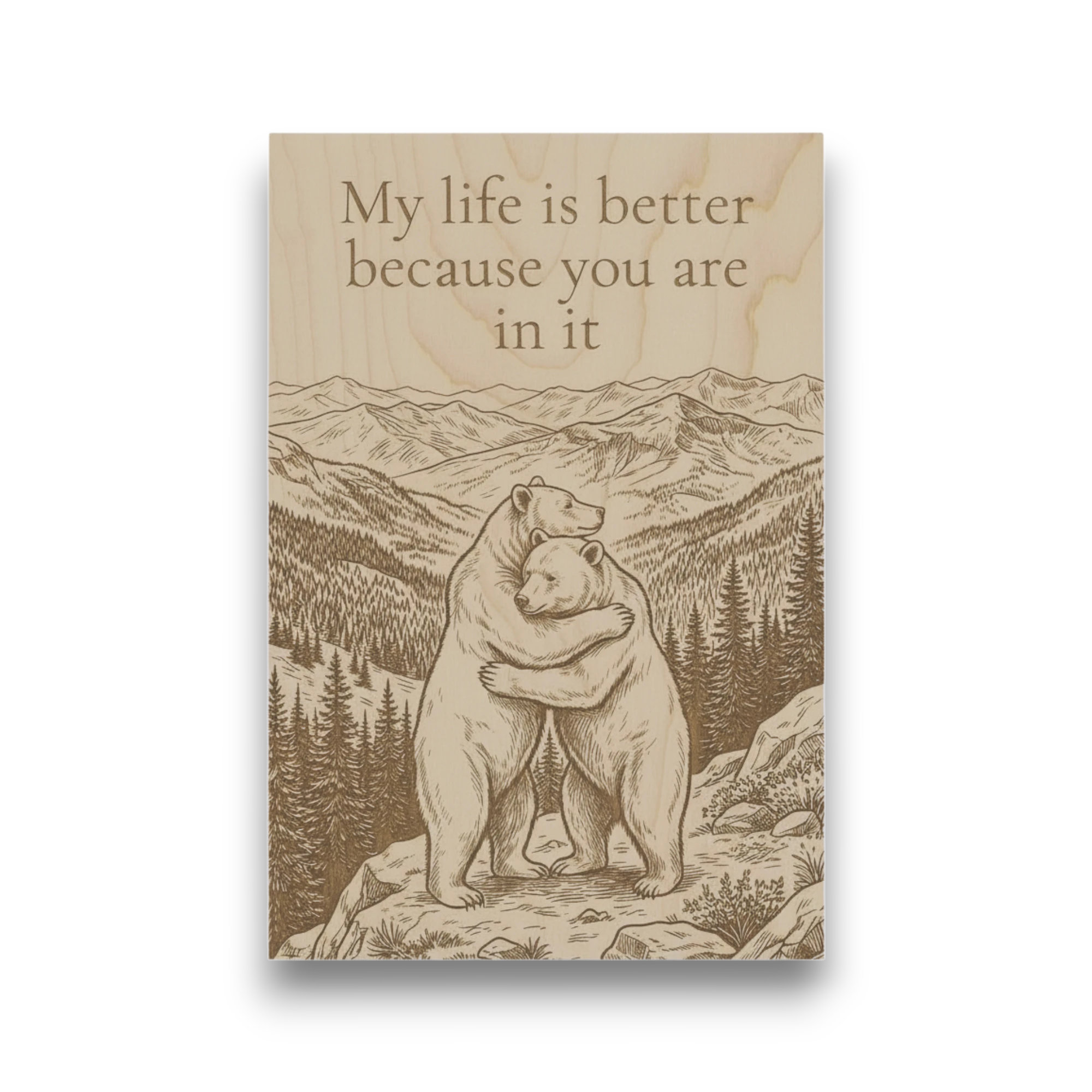 Hugging Bears Wood Keepsake | Romantic Anniversary Gift Made in USA