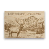 Rocky Mountain National Park Wood Keepsake |  Bull Elk Souvenir | Made in USA