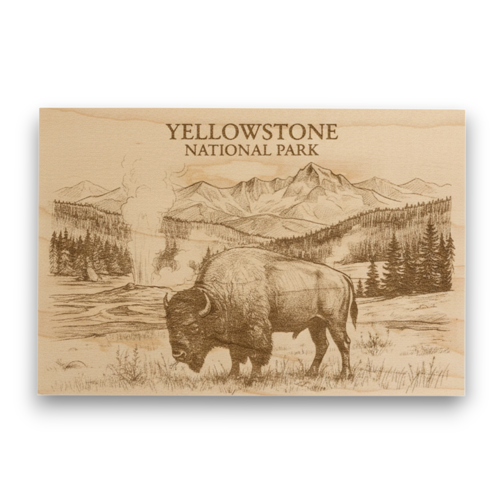 Yellowstone National Park Wood Keepsake | Bison Souvenir Made in USA