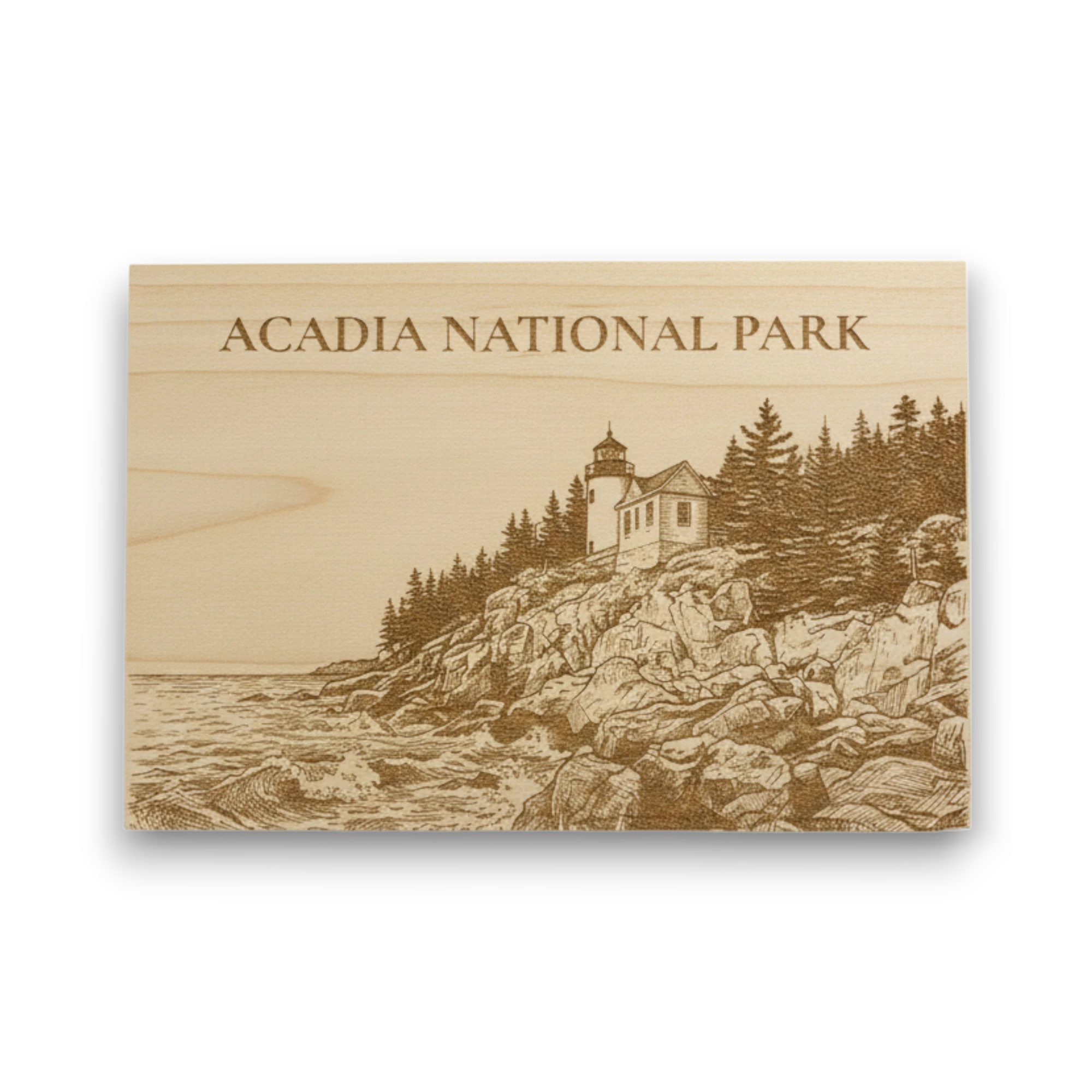 Acadia National Park Wood Keepsake | Bass Harbor Head Light Souvenir | Made in USA
