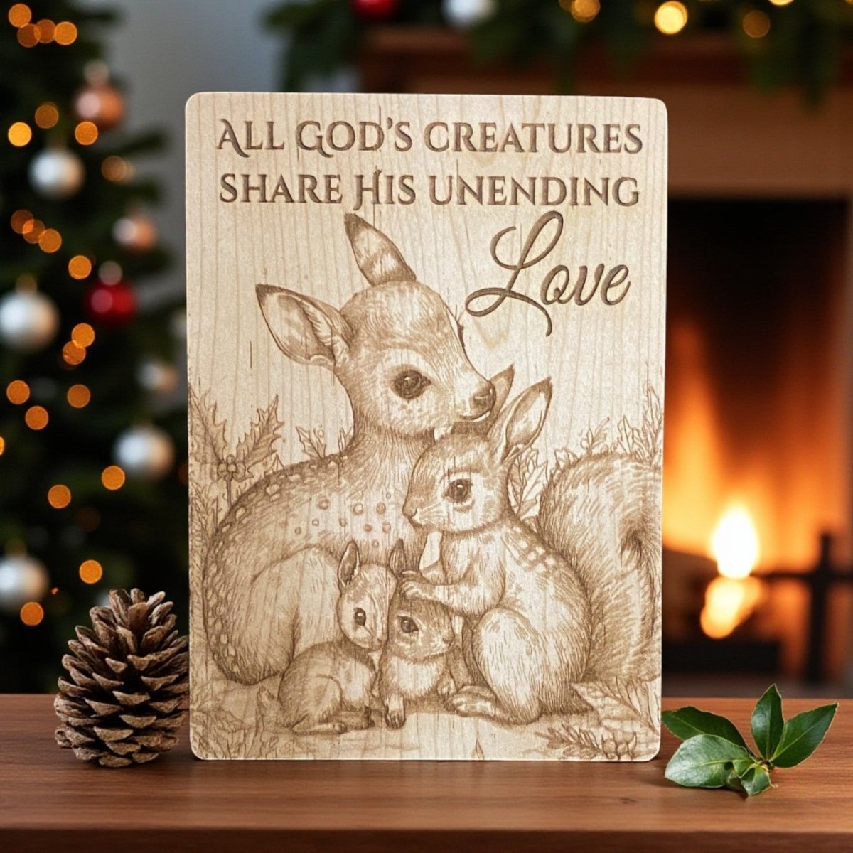All God's Creatures – Hardwood Keepsake Card