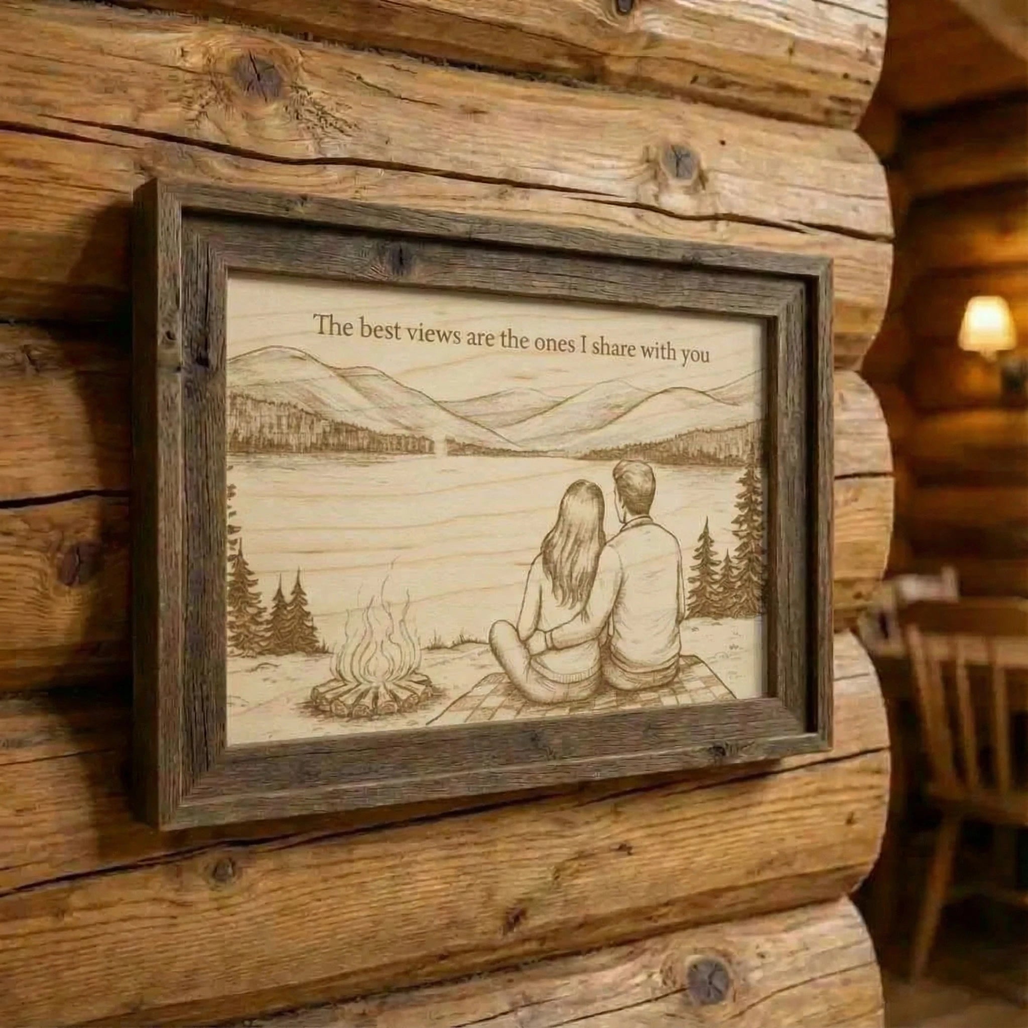 Lakeside Campfire Maple Wood Keepsake | Romantic Gift Made in USA