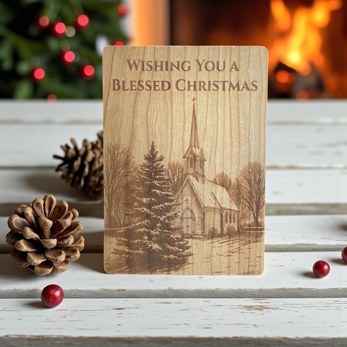 Christmas Wooden Keepsake Card – Solid Maple or Cherry