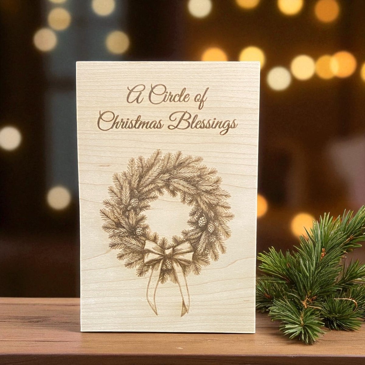 Christmas Blessings – Wooden Keepsake Card (Maple or Cherry)