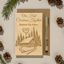 Our First Christmas together wooden christmas card with envelope and pen