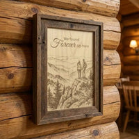 Mountain Couple Maple Wood Keepsake | Adventure & Anniversary Gift Made in USA