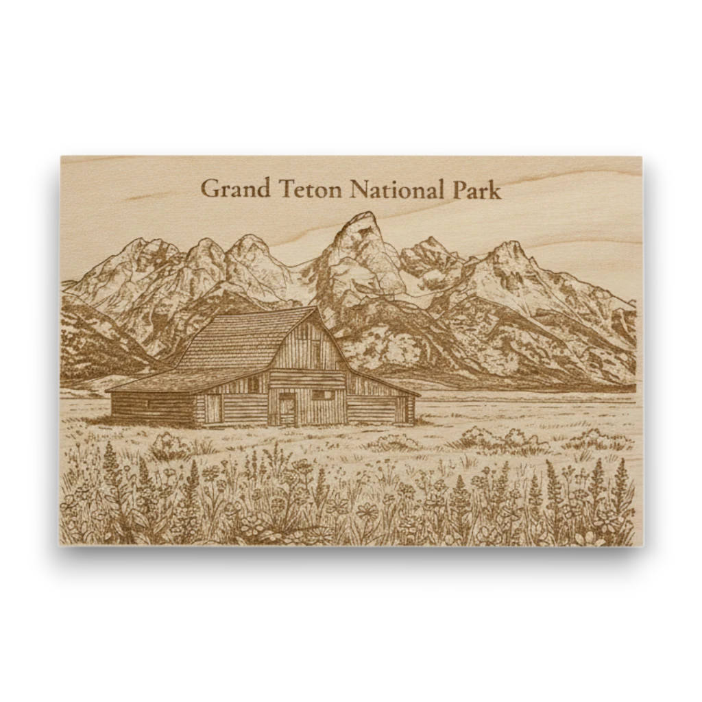 Grand Teton National Park Wood Keepsake | Moulton Barn Souvenir Made in USA