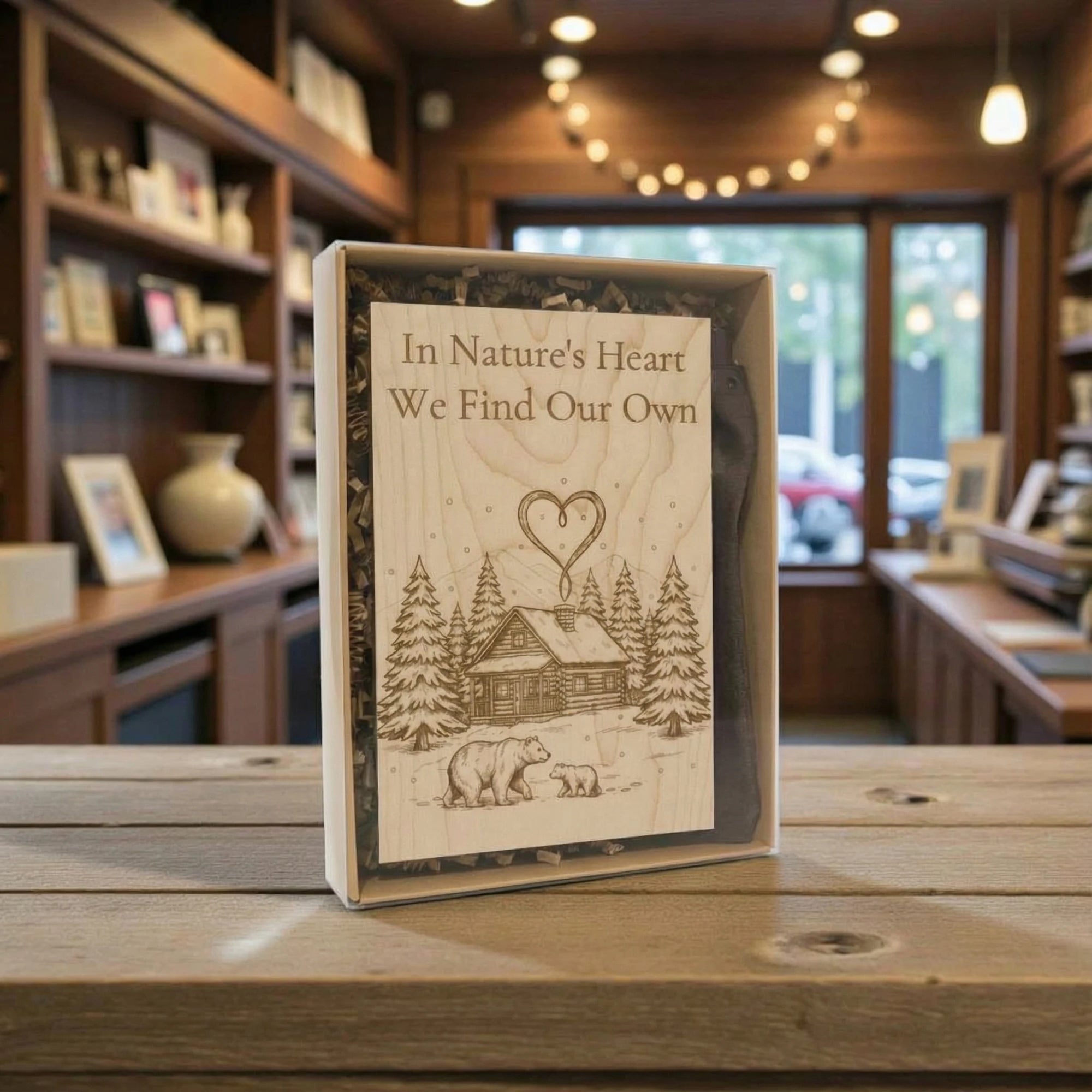 Bear & Cabin Maple Wood Keepsake | Eco-Friendly Gift Made in USA