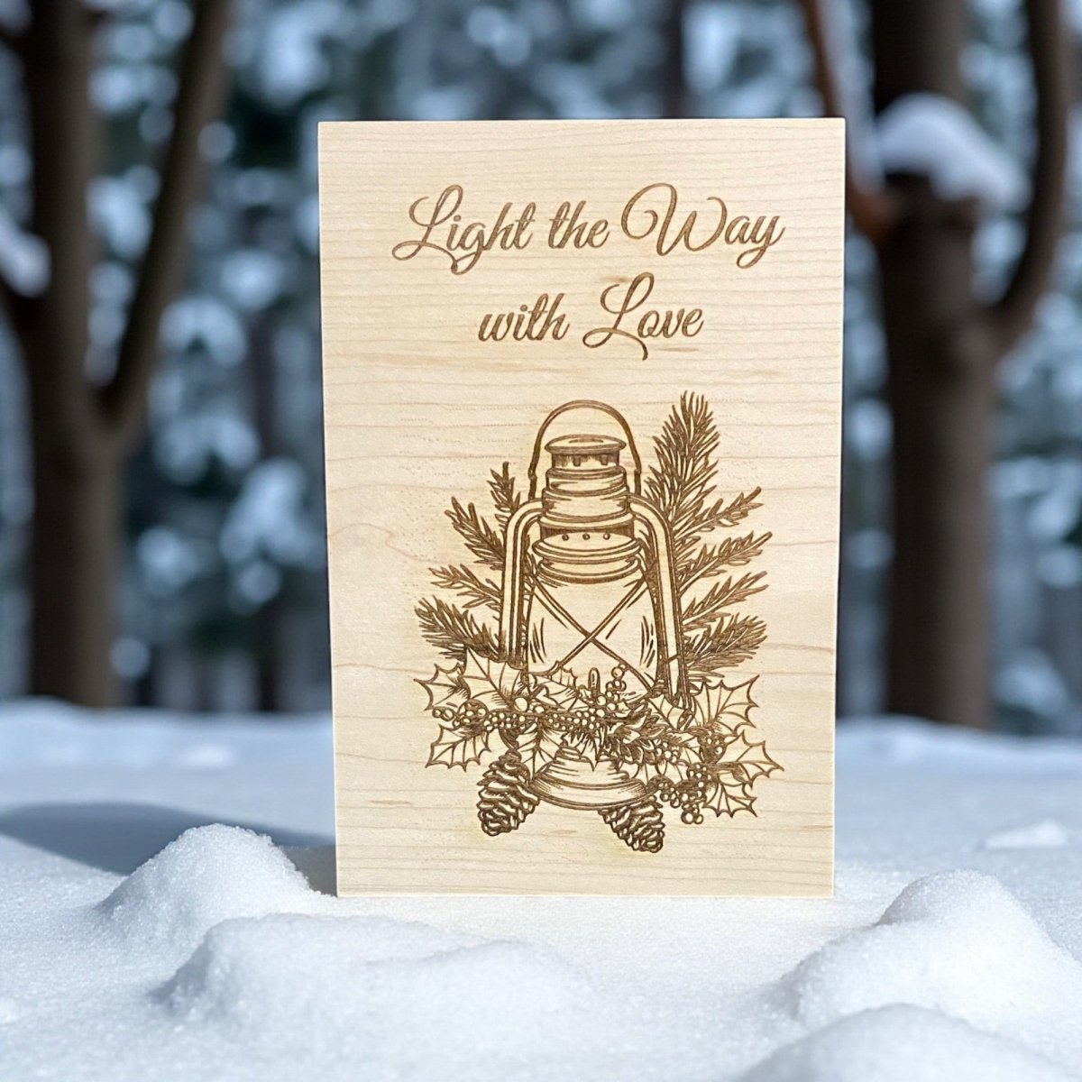 Light the Way with Love – Wooden Keepsake Card (Maple or Cherry)