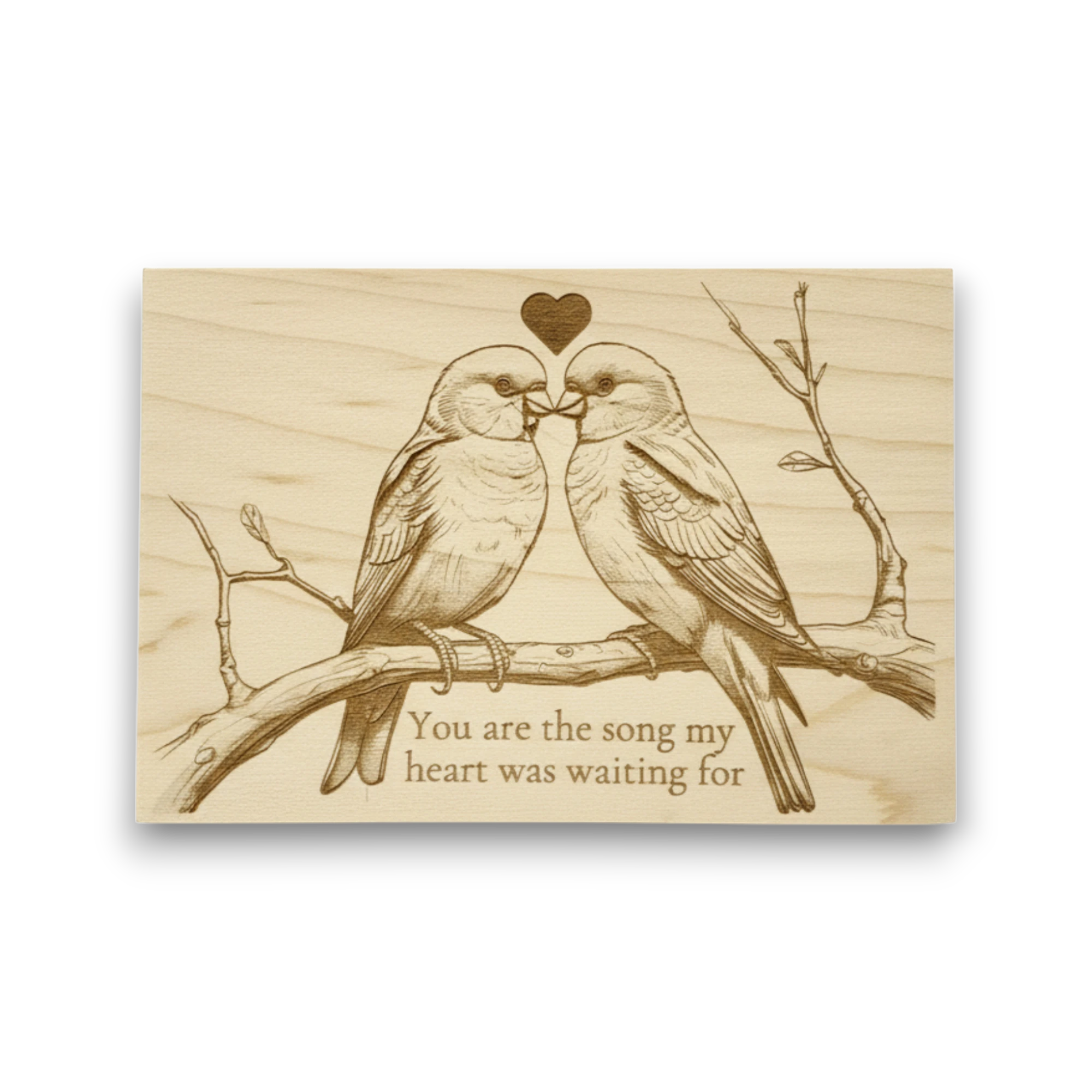 Lovebirds Maple Wood Keepsake | Romantic Gift Made in USA