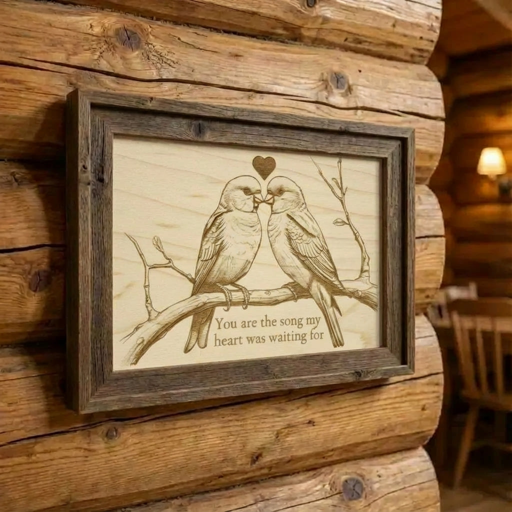Lovebirds Maple Wood Keepsake | Romantic Gift Made in USA
