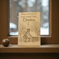 May Peace Fill Your Heart This Christmas – Wooden Church Keepsake Card