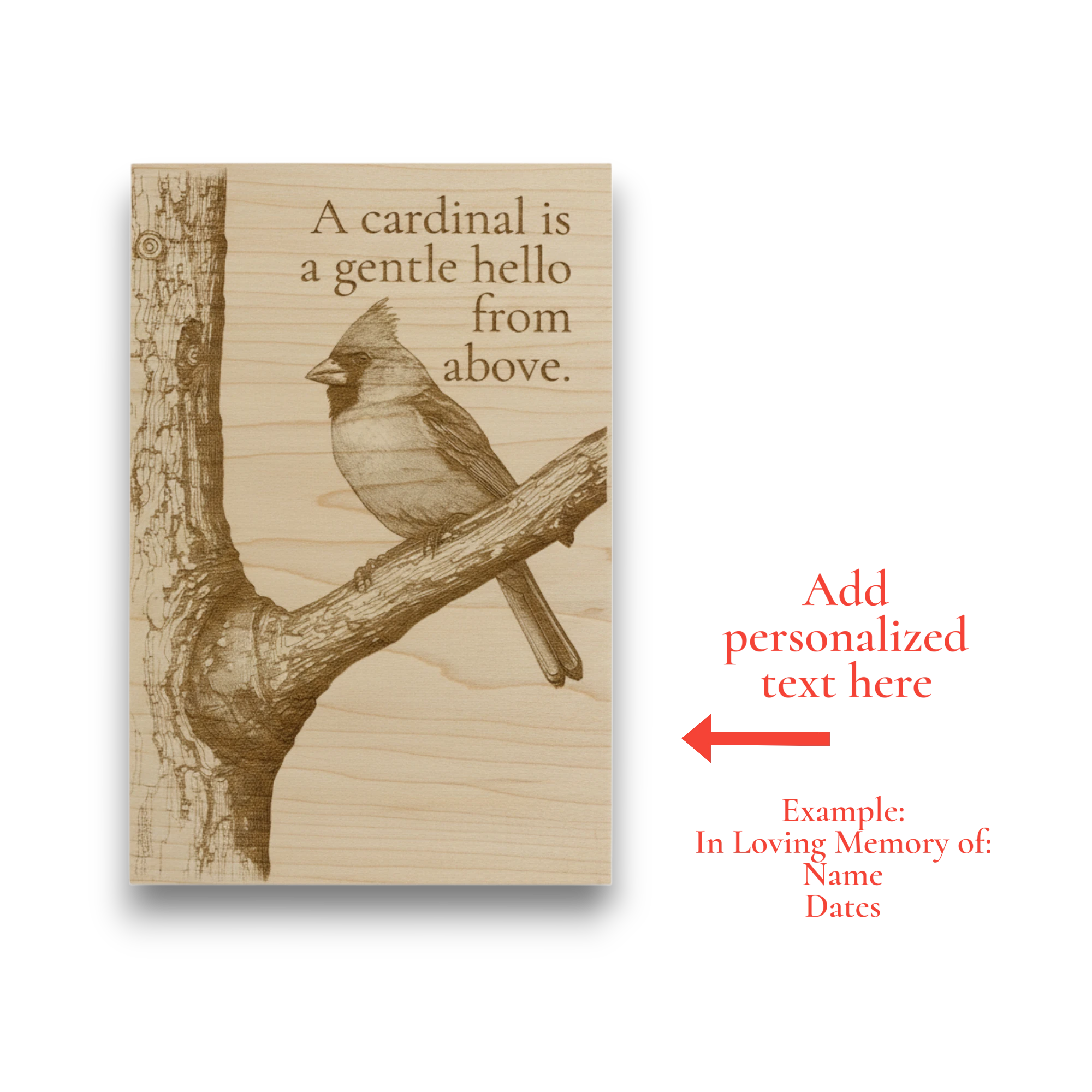 Personalized Cardinal Memorial Wood Keepsake | Sympathy & Remembrance Gift Made in USA