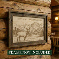 Rocky Mountain National Park Wood Keepsake |  Bull Elk Souvenir | Made in USA