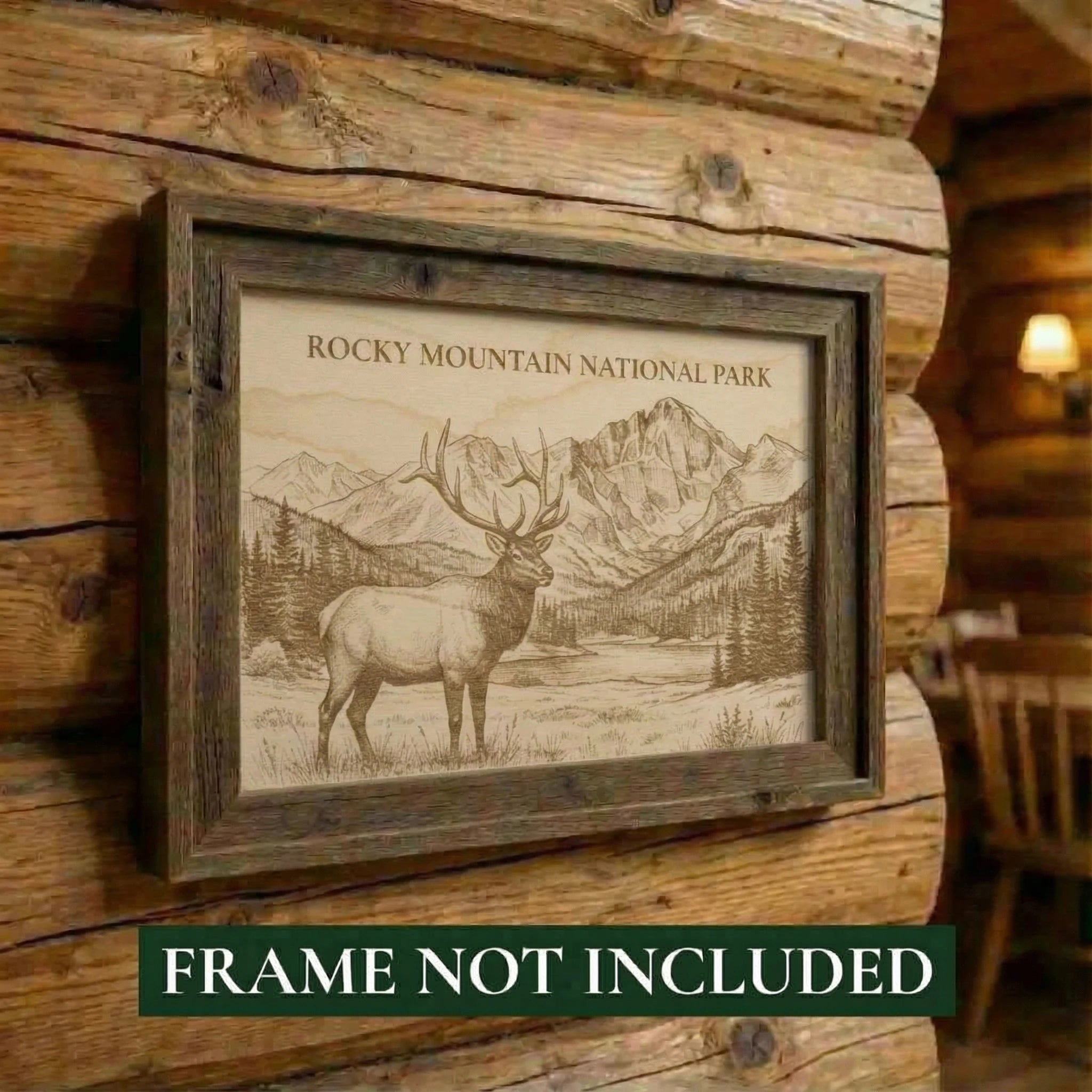 Rocky Mountain National Park Wood Keepsake |  Bull Elk Souvenir | Made in USA