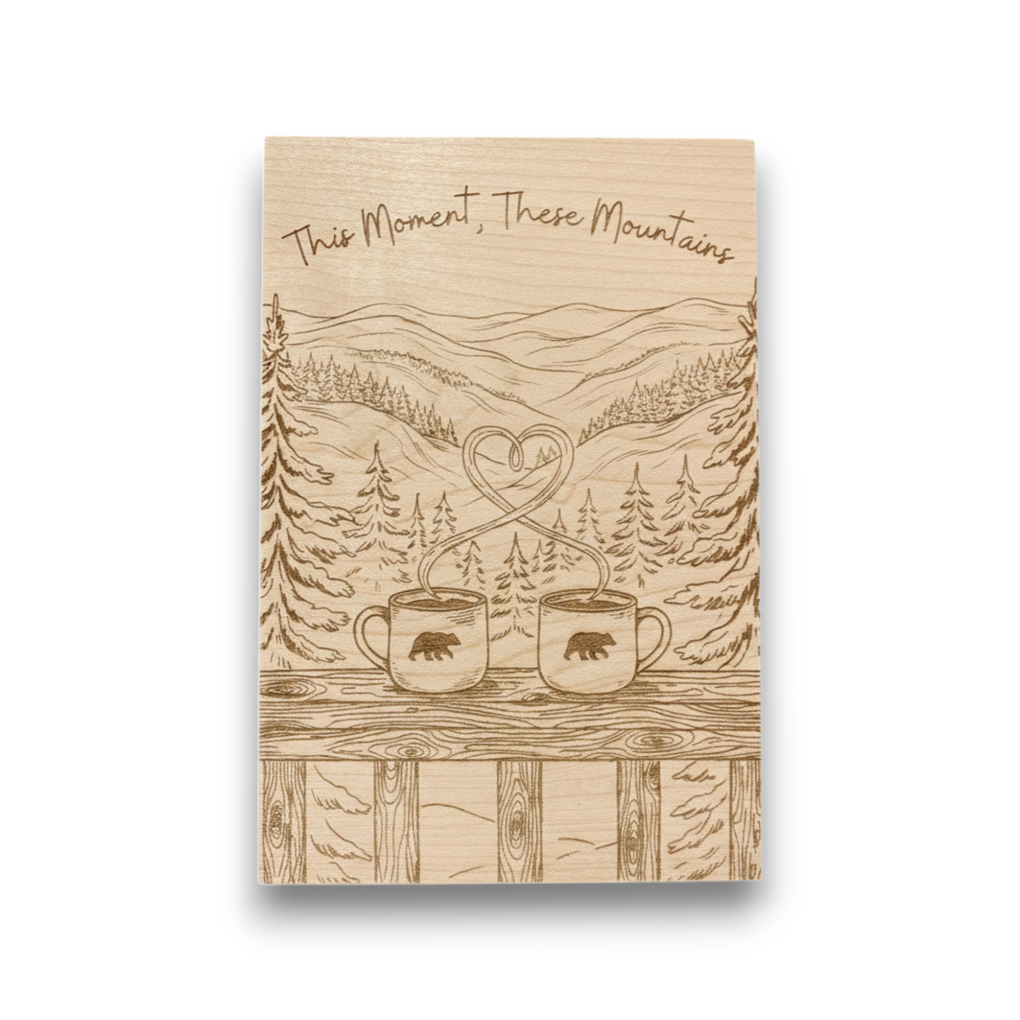 Mountain Mugs Maple Wood Keepsake | Romantic Gift Made in USA
