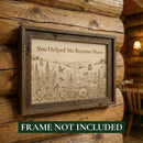Decorative wall art with nature-themed design and motivational quote on a wooden background, with text 'Frame Not Included'.